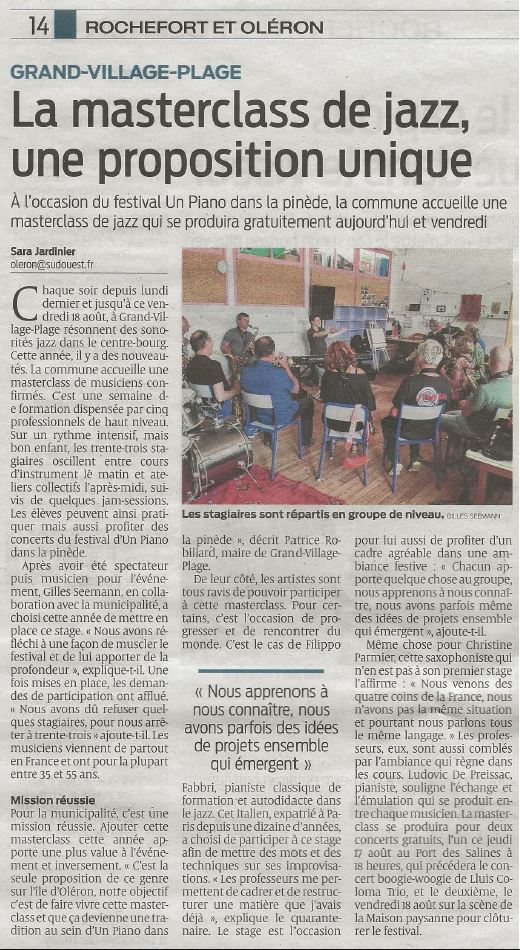 Stage Jazz Articles Presse